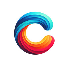 Colorful letter C logo design isolated on a white background.