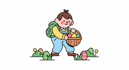 Fototapeta premium Happy Easter Egg Hunt A Child's Joyful Spring Adventure