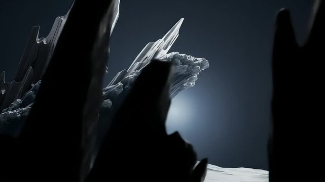 Dynamic Abstract Crystalline Wave Forms: Flowing Architectural Structures in a Dark Digital Space
