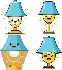Adorable Cartoon Lamps Cute Table Lamps Illustrations