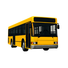 A bright yellow school bus, a classic symbol of public transportation, is shown as a standalone vehicle for education and travel