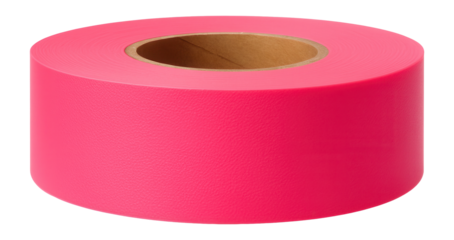 Brightly colored flagging tape roll, neon pink with matte texture