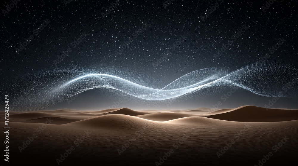 Poster abstract digital connections in a vast desert landscape data lines technology environment gigapixel 