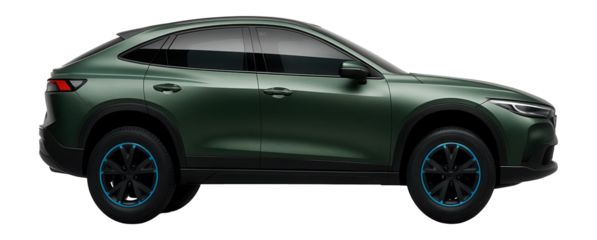 Crossover-inspired liftback with raised suspension and skid plates