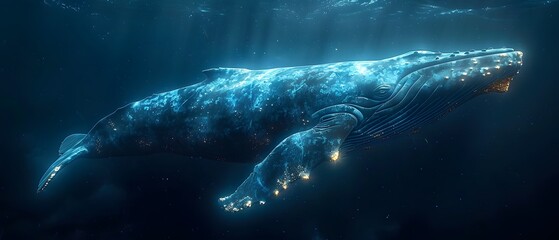 Bright neon whale floating gracefully in water high resolution picture
