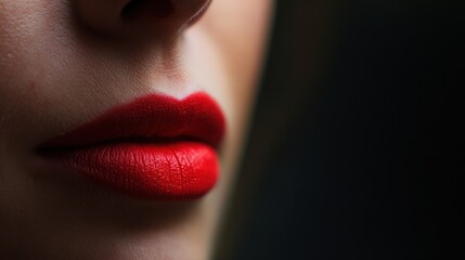 Glossy red lips with perfect texture, radiating elegance and allure