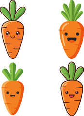 Cute Cartoon Carrots in Various Expressions A Delightful Vegetable Illustration Set