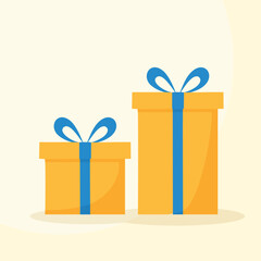 A simple and clean flat-style illustration of two wrapped presents. Isolated vector icons for birthdays, holidays, sales or any celebration concept.