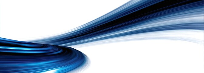 Abstract design with swirling, flowing blue lines on white background