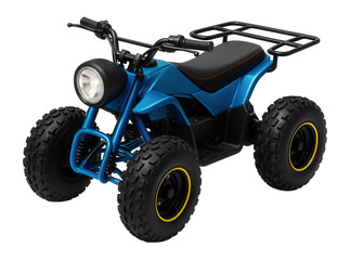 Compact ATV with a single headlight and vibrant color scheme