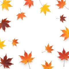Autumn Leaves on White – A Festive Fall Arrangement of Golden, Red and Amber Foliage, Crisp Seasonal Colors, Natural Textures, and Elegant Harvest-Inspired Style for Warm Seasonal Charm”