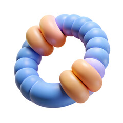 Colorful ring toy with blue and peach beads isolated on transparent background