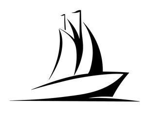 sailing ship logo icon, vector illustration
