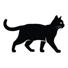 Silhouette of a black cat walking gracefully captivating animal companion pet art silhouette