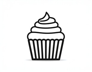 Simple black line art cupcake