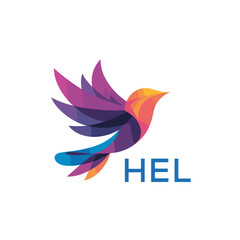 HEL “Stylish Multicolored Bird Emblem for Marketing” HEL LATER LOGO, “Bright Modern Bird Symbol for Brand Identity” “Elegant Gradient Bird Logo for Branding and Business” 
