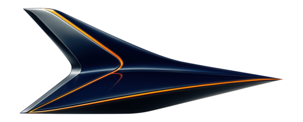 Delta wing with sharp edges and a smooth, uninterrupted surface