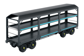 Tri-level autorack featuring open sides and a sloping roof