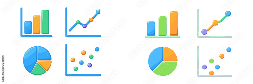 Aufkleber colorful icons of graphs and charts for data visualization and analysis in business presentations an