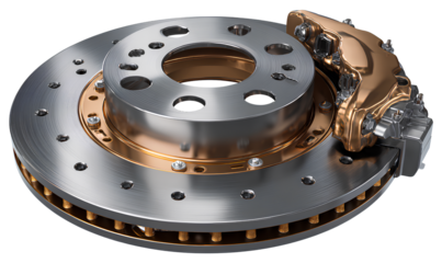  brake disc with caliper isolated on transparent background