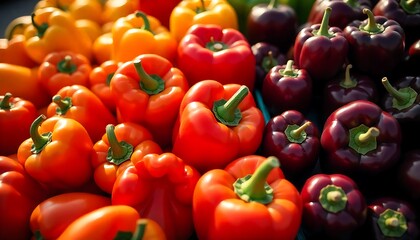 Vibrant selection of fresh bell peppers in assorted colors, perfect for cooking and healthy eating