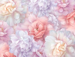 Fototapeta premium Soft and Elegant Floral Background with Light Pink and Purple Peonies Blending Harmoniously for a Serene Atmosphere