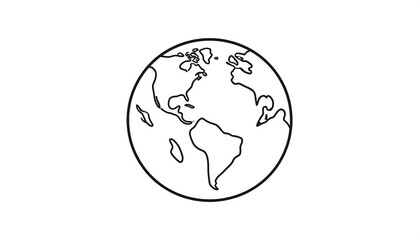 Simple black line drawing of a globe