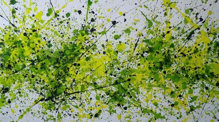 Green and Yellow Abstract Paint Splatter Art Background