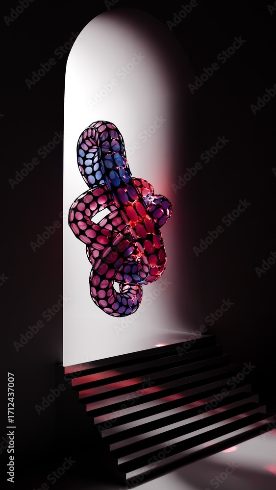 Poster abstract colorful 3d shape with modern lighting and dark background
