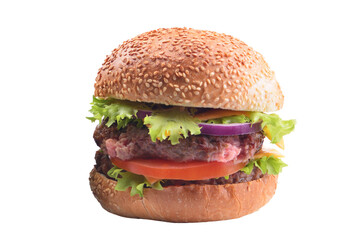 Hamburger isolated on white