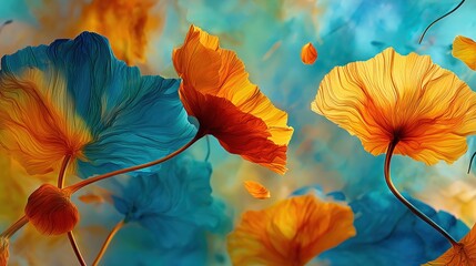 Vibrant Colorful Flowers Artwork for Home Decor or Digital Backgrounds