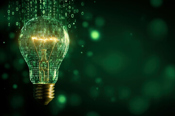 Digital background with light bulb and binary