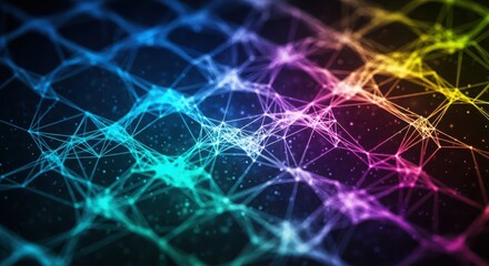 Abstract network connections visualized with vibrant neon colors representing ui ux design concepts isolated on white background