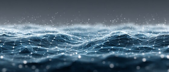 Abstract digital wave of data connections in motion ocean environment gigapixel standard viewpoint