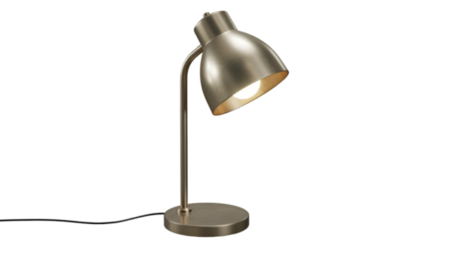 Vintage Desk Lamp: A classic desk lamp, exuding a warm, inviting glow against a neutral backdrop, perfect for illuminating tasks and adding a touch of elegance.