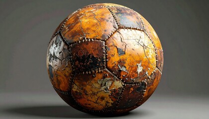Weathered Soccer Ball: a timeless testament to the sport of football, showcasing the battle scars of countless matches.
