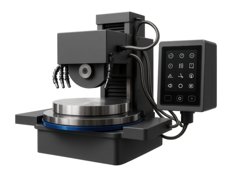 CNC surface grinding machine with a rotary table and integrated coolant system for aerospace component production
