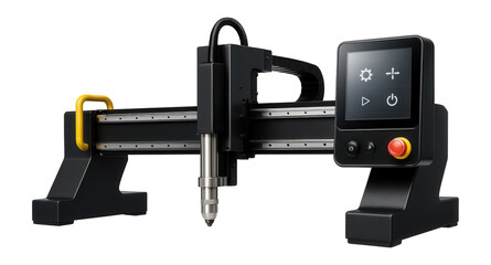 Fototapeta premium CNC plasma cutting machine with a gantry structure and touch-screen control panel for a shipbuilding yard