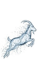 Splash of water shaped like a goat on a solid white background