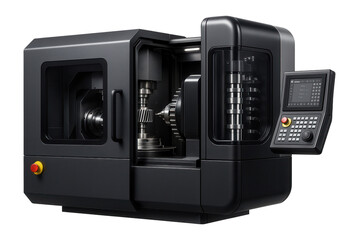 Obraz premium CNC gear shaping machine with automated tool changer for high-speed gear production in an automotive manufacturing facility