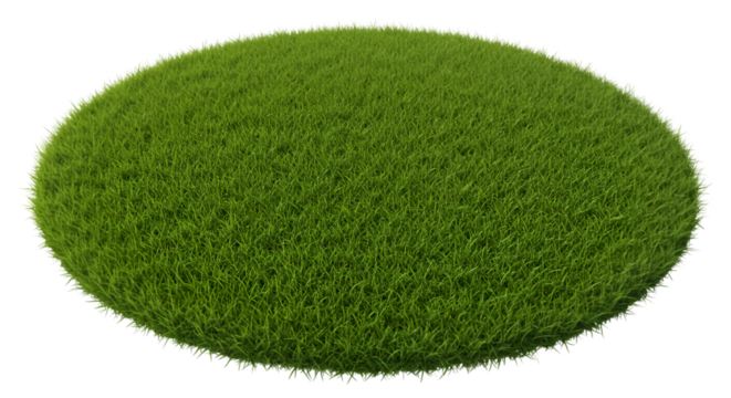 Lush Grass Circle: An isolated, close-up shot unveils a meticulously crafted, perfectly circular patch of vibrant green grass, evoking a sense of natural beauty and serenity.