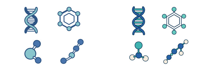 Stylized representations of DNA and molecular structures in a clean, modern design ideal for educational materials