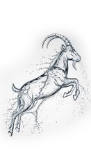Splash of water shaped like a goat on a solid white background