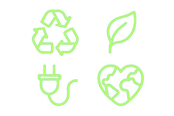 Symbols representing sustainability and environmental consciousness displayed together in a creative design