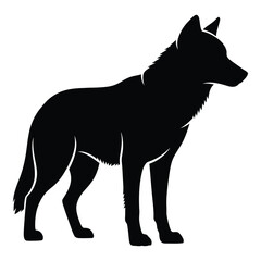 Silhouette of a wolf standing proudly with detailed fur texture silhouette