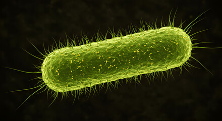 Fototapeta premium Detailed microscopic view of bacteria cell structure with flagella illustration