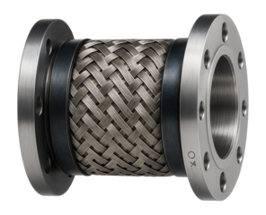 Flexible metal mesh damper with a woven pattern for vibration damping in aerospace applications.