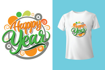 Happy New Year 2026 New Typography T-shirt Design Template