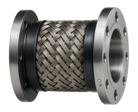 Flexible metal mesh damper with a woven pattern for vibration damping in aerospace applications.