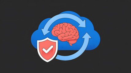 Brain data protection, cloud computing and artificial intelligence concept